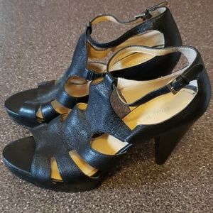 Nine West black leather heels